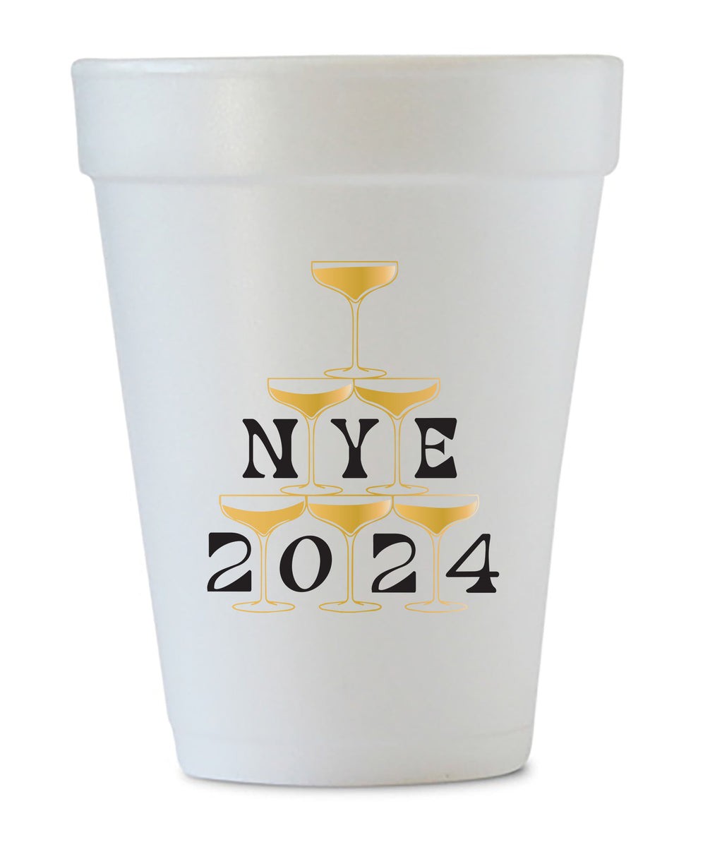 NYE 2024 New Year Styrofoam Cups Hello Harper