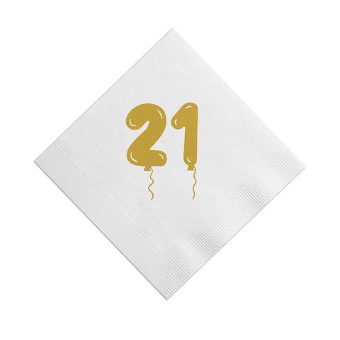 21 gold balloons napkins