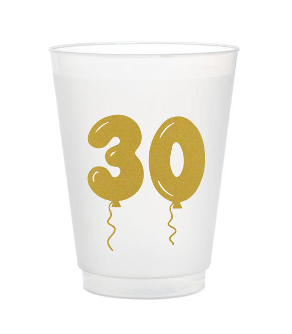 30 gold balloons frost flex cups