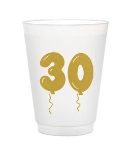 30 gold balloons frost flex cups