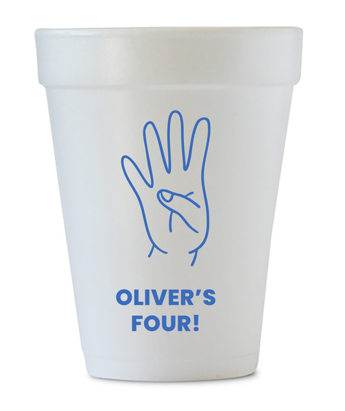 4th birthday styrofoam cups