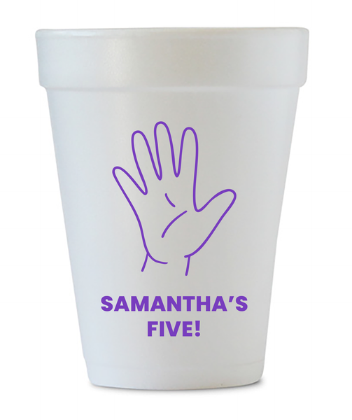 5th birthday styrofoam cups
