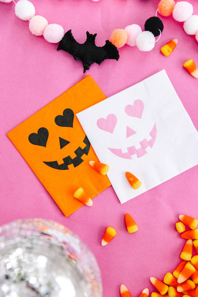 Heart Eyes Jack O Lantern Napkins - Orange