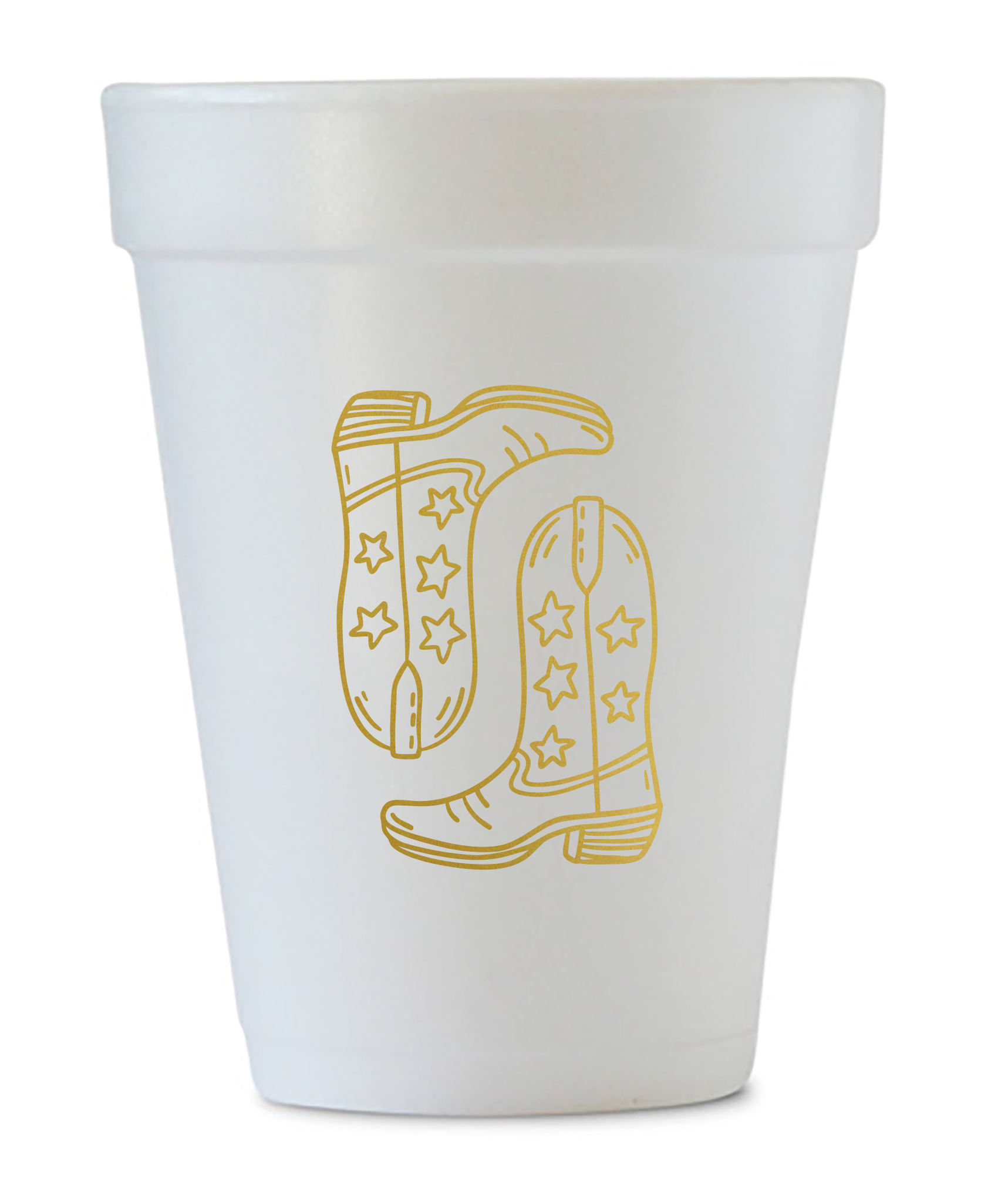 gold boots styrofoam cups