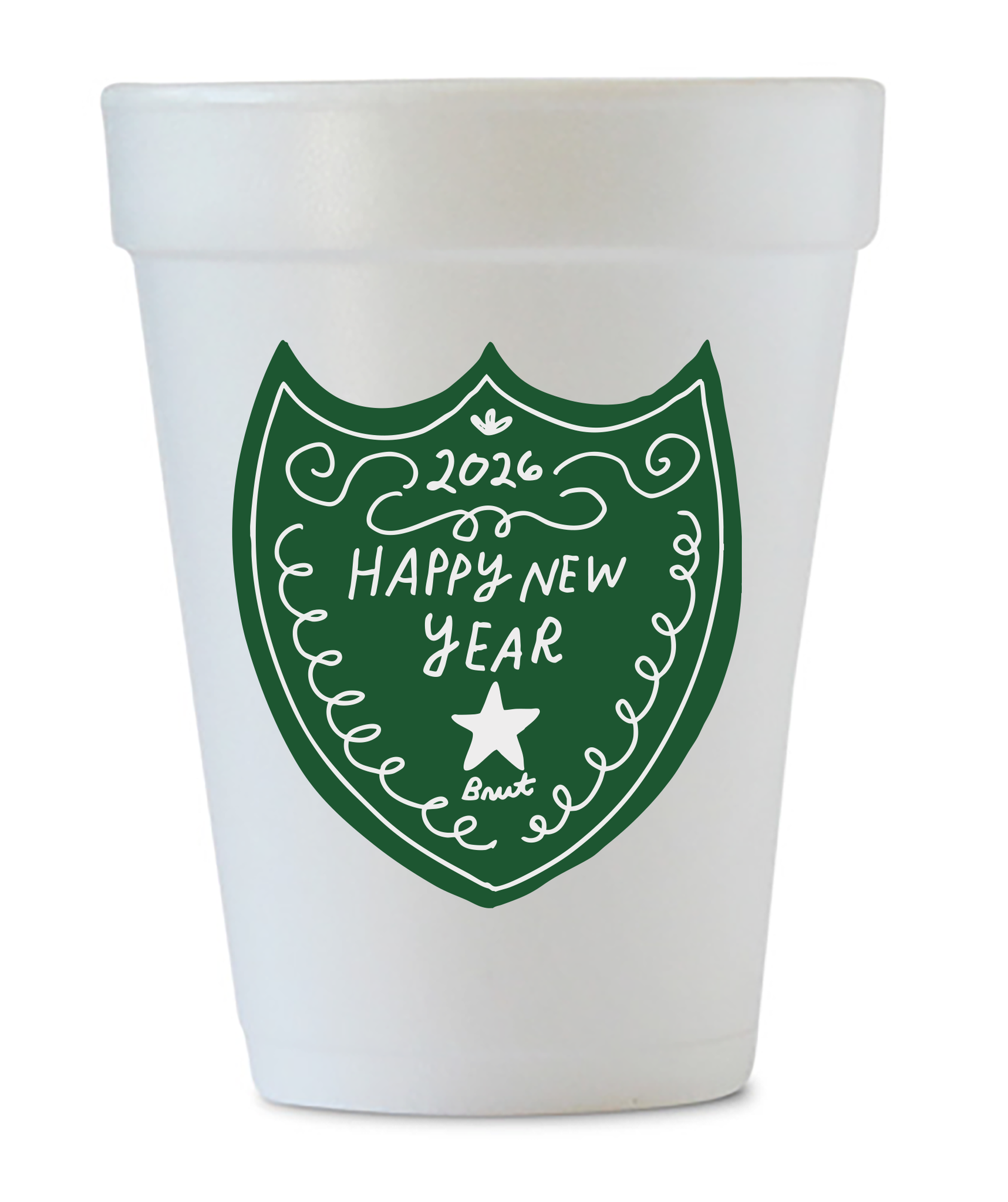 happy new year 2026 styrofoam champagne label