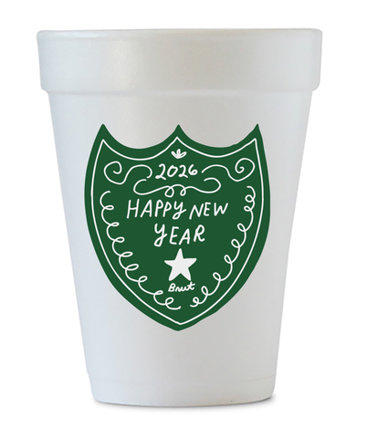 happy new year 2026 styrofoam champagne label