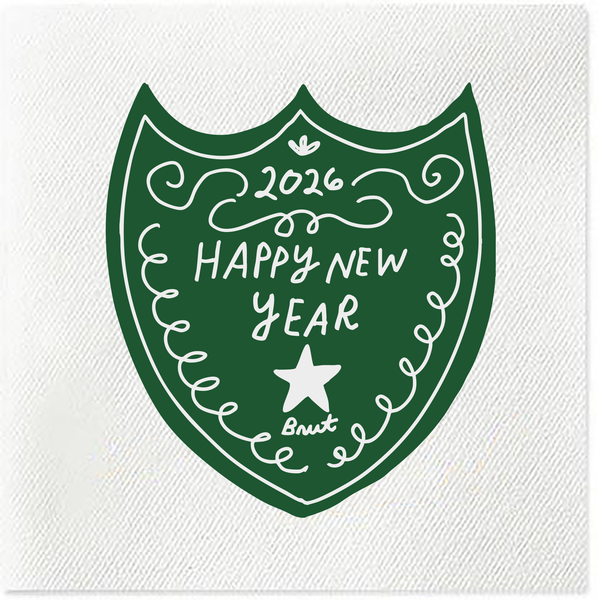 happy new year champagne label 2026 napkins