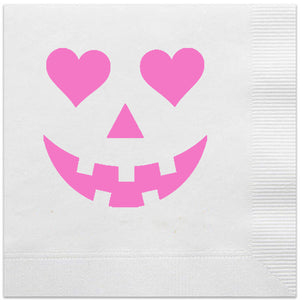 pink heart eyes jack o lantern napkins