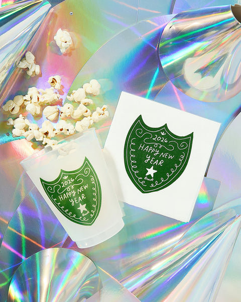 Happy New Year 2026 Champagne Label Napkins