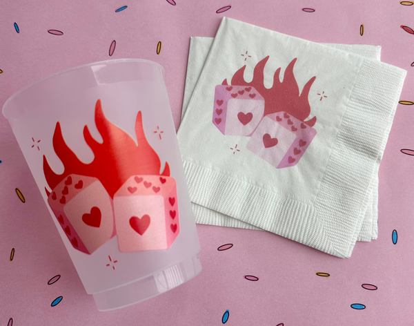 Full Color Heart Dice Napkins