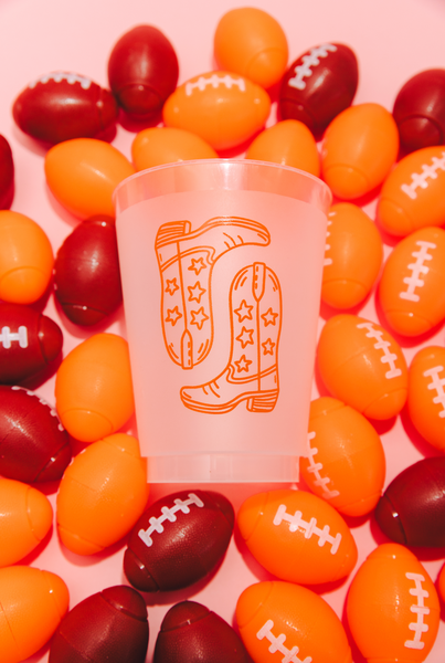 burnt orange boots UT Tailgate cups