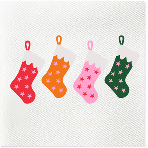 colorful christmas stockings napkins