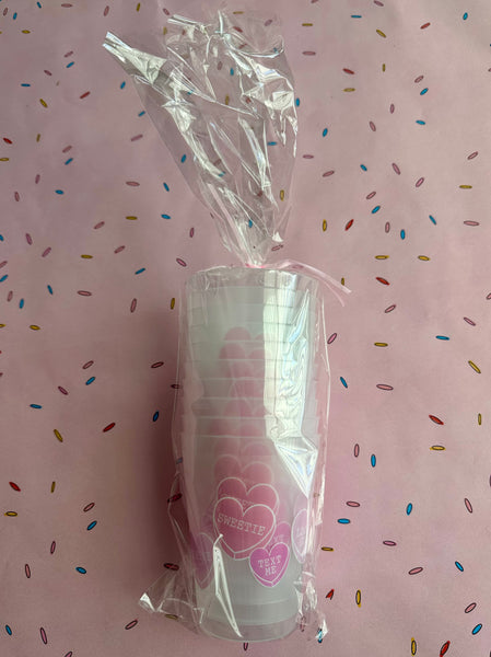 conversation heart set of cups