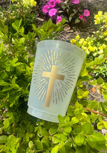 gold cross baptism cups