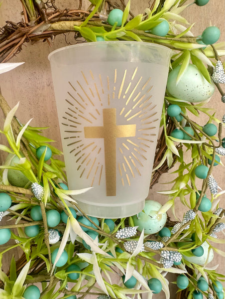 gold cross easter cups