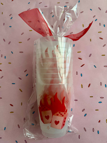 heart dice set of cups