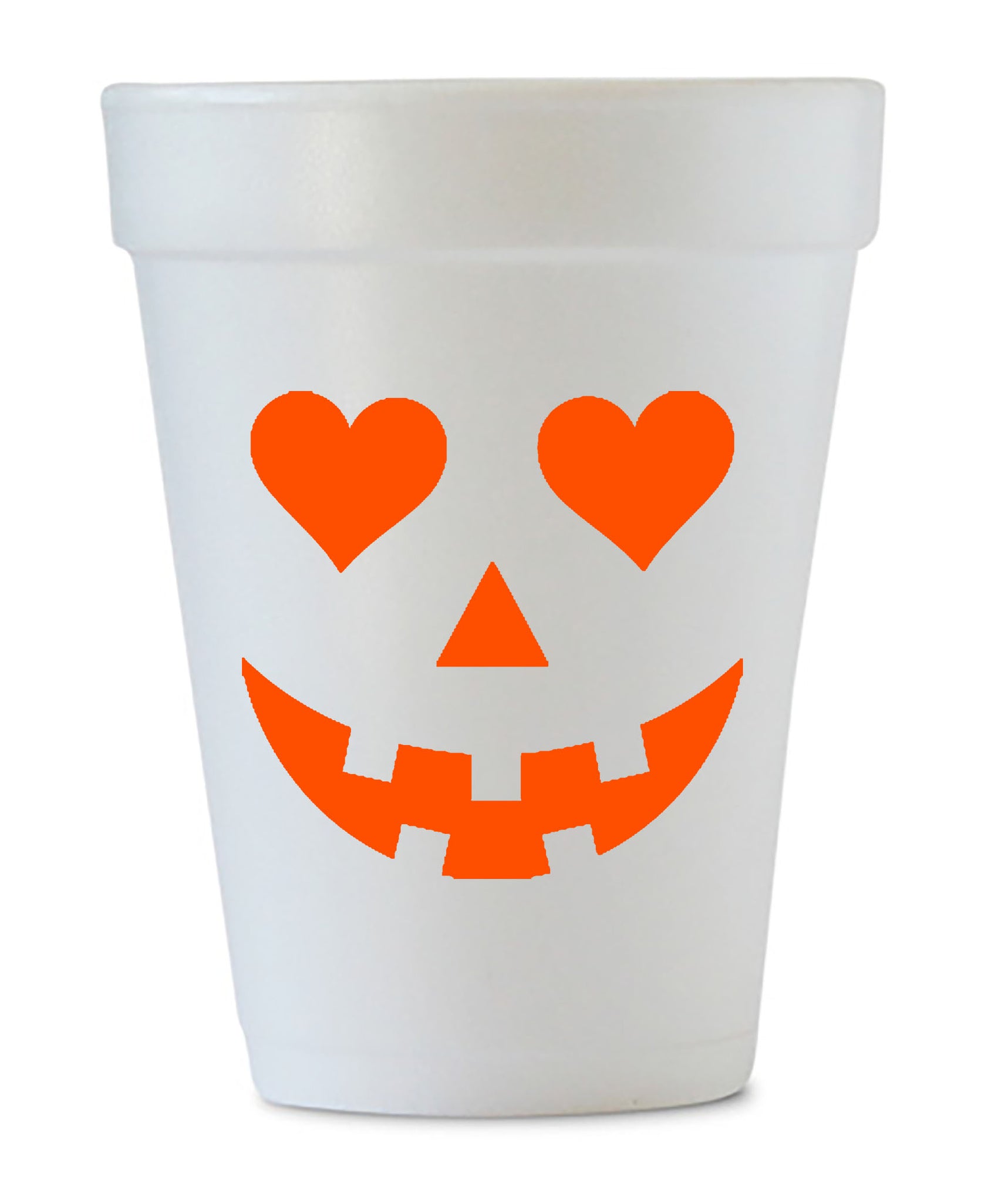 heart eyes jack o lantern styrofoam cups