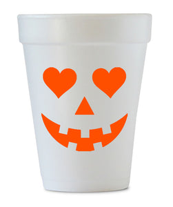 heart eyes jack o lantern styrofoam cups