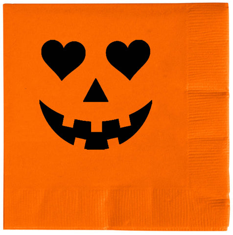 Heart Eyes Jack O Lantern Napkins - Orange