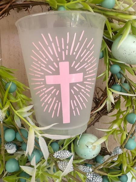 pink cross easter cups