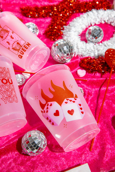 pink heart flame dice