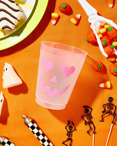 pink jack o lantern halloween cups