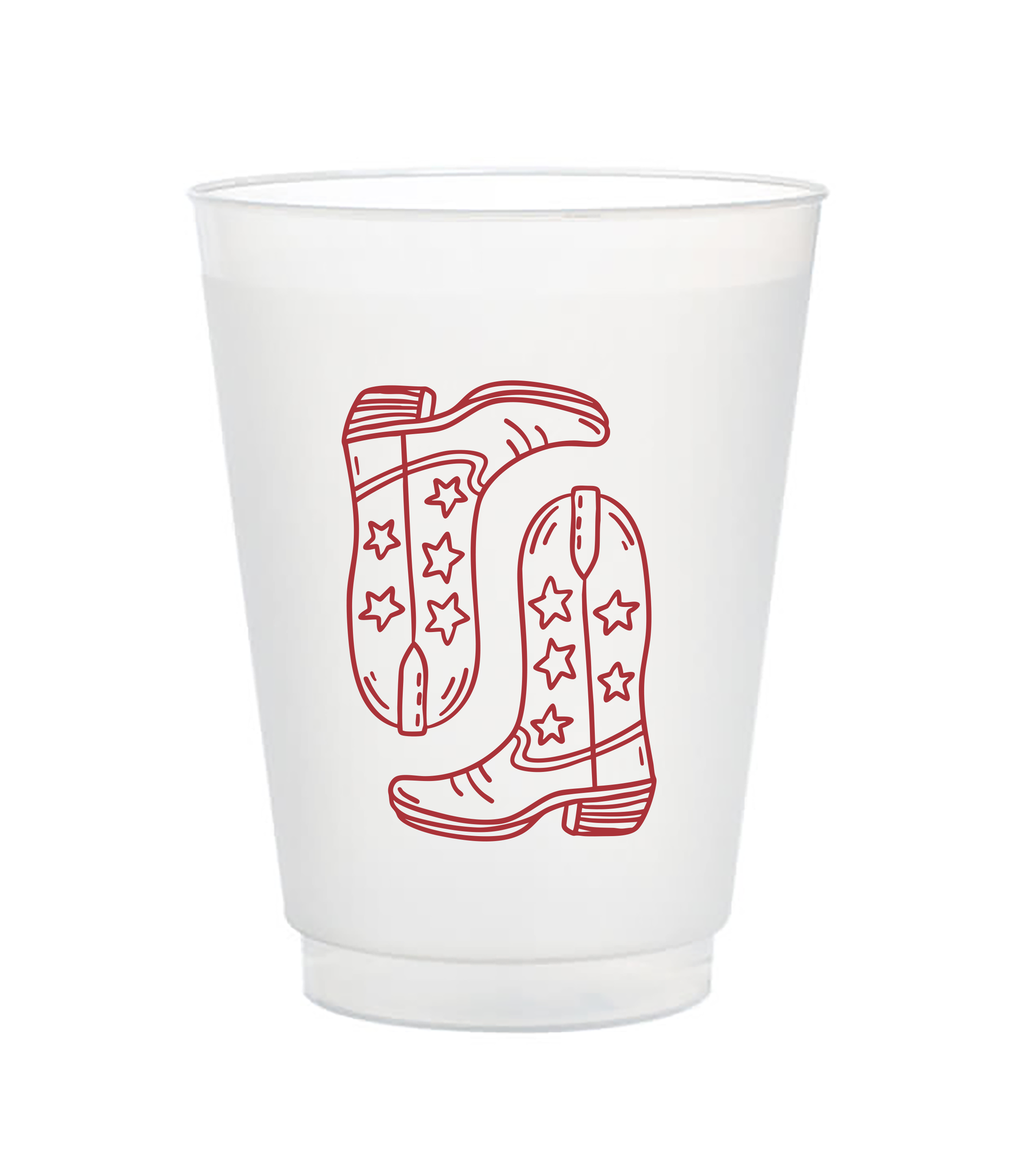 crimson cowboy boots plastic cups