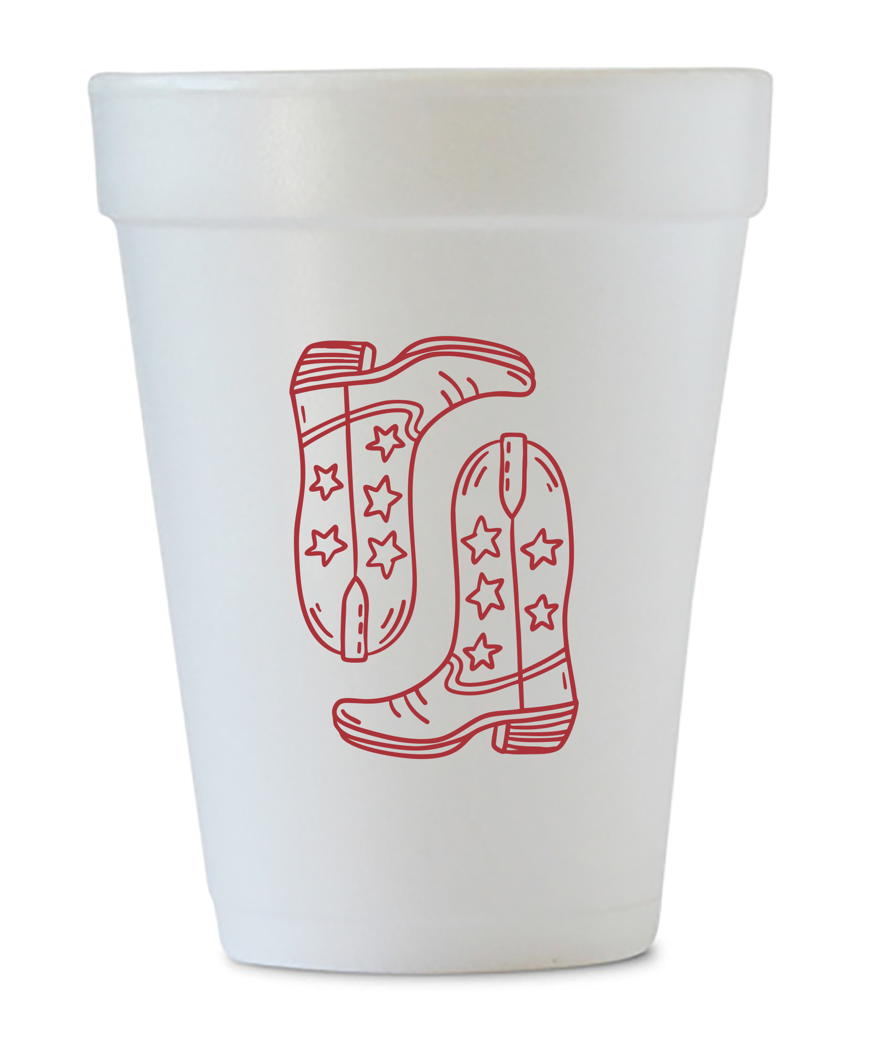 Star Boots Styrofoam Cups - Crimson