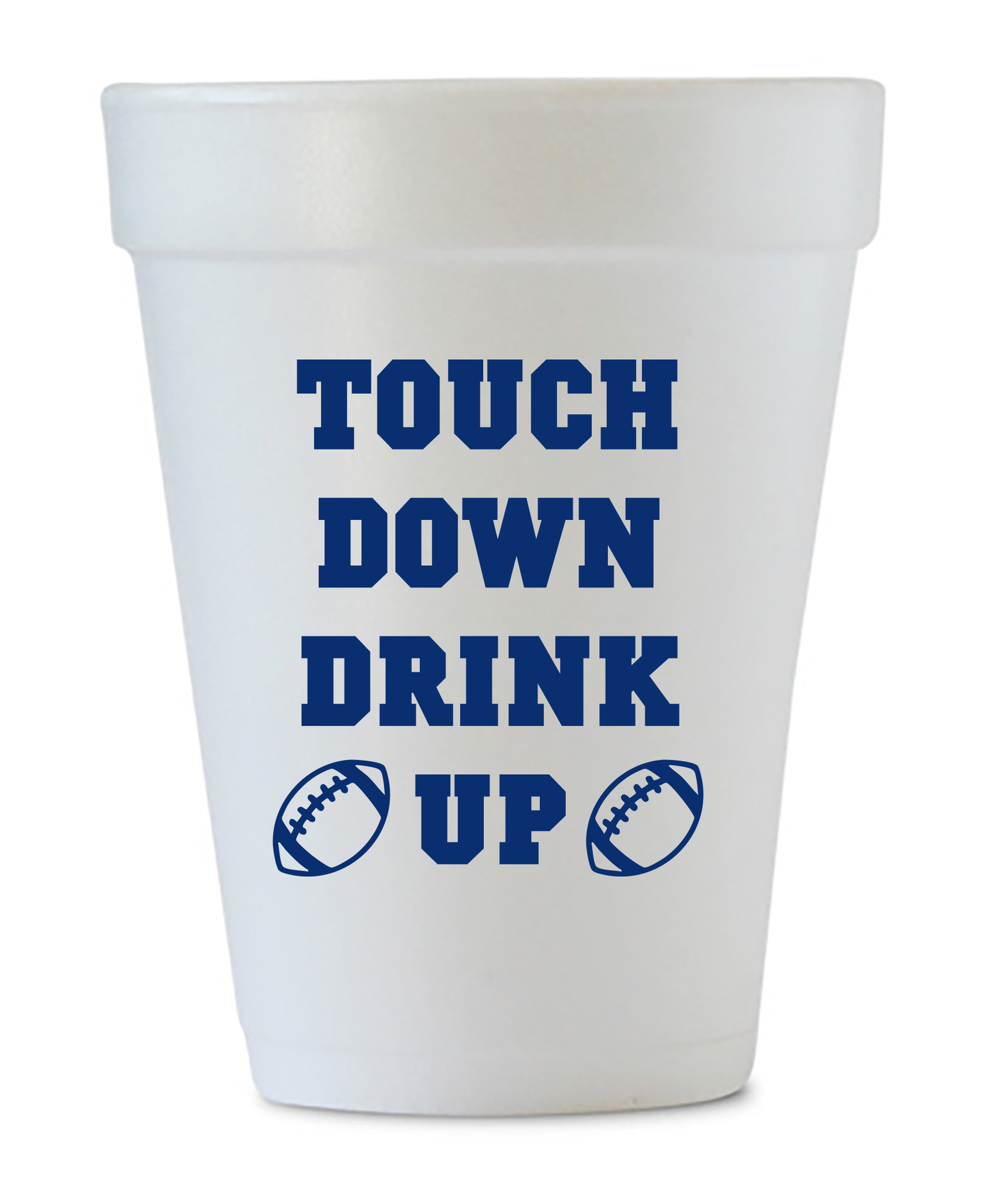 touch down drink up navy tailgate cups