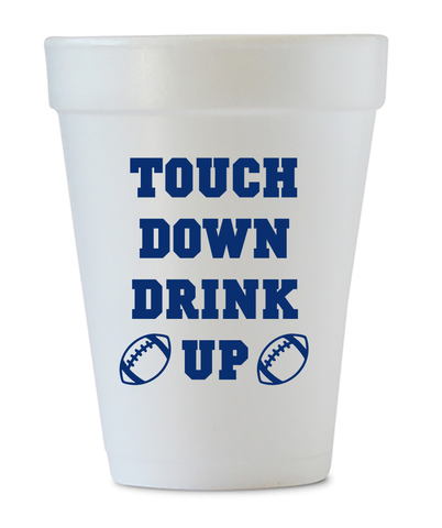 touch down drink up navy tailgate cups