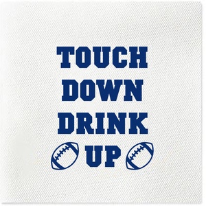 touch down drink up navy tailgate napkins