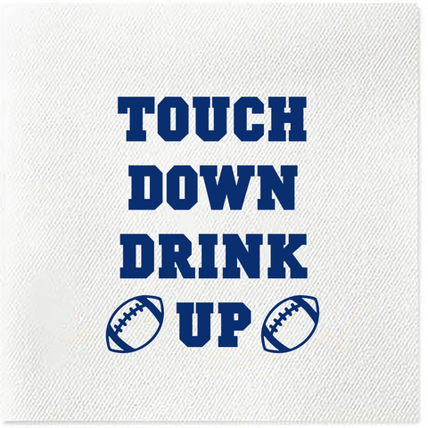 touch down drink up navy tailgate napkins