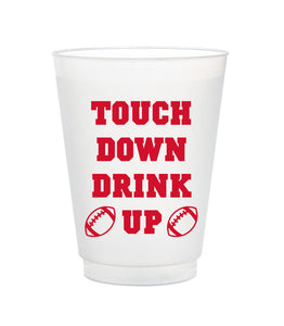 touch down drink up red tailgate cups