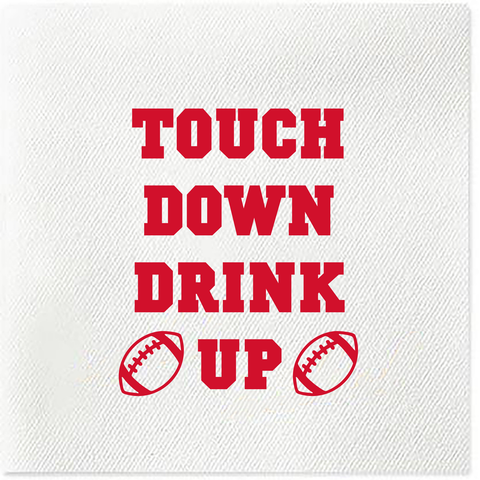 touch down drink up red tailgate napkins