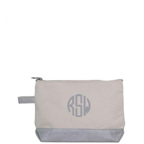 silver monogram make up bag