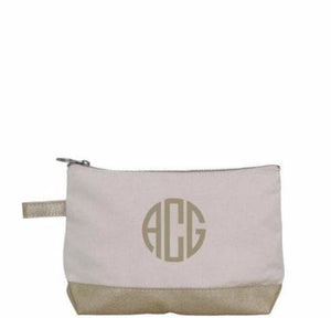 gold monogram make up bag 