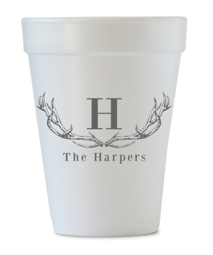 personalized foam last name antlers cups