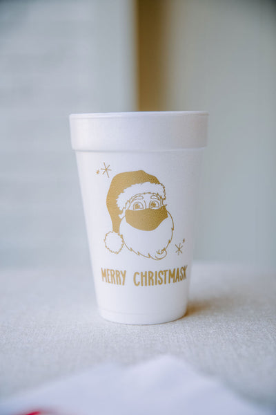 merry christmask foam cups