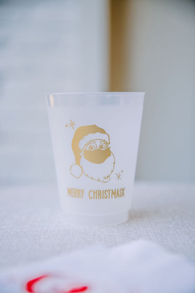 santa with a mask reusable christmas cups