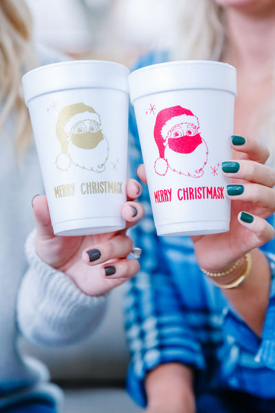 covid masked santa christmas cups