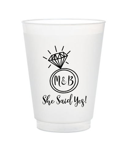 Custom engagement ring plastic cups