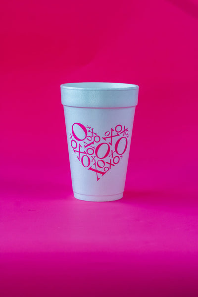 valentine's day xoxo styrofoam cups