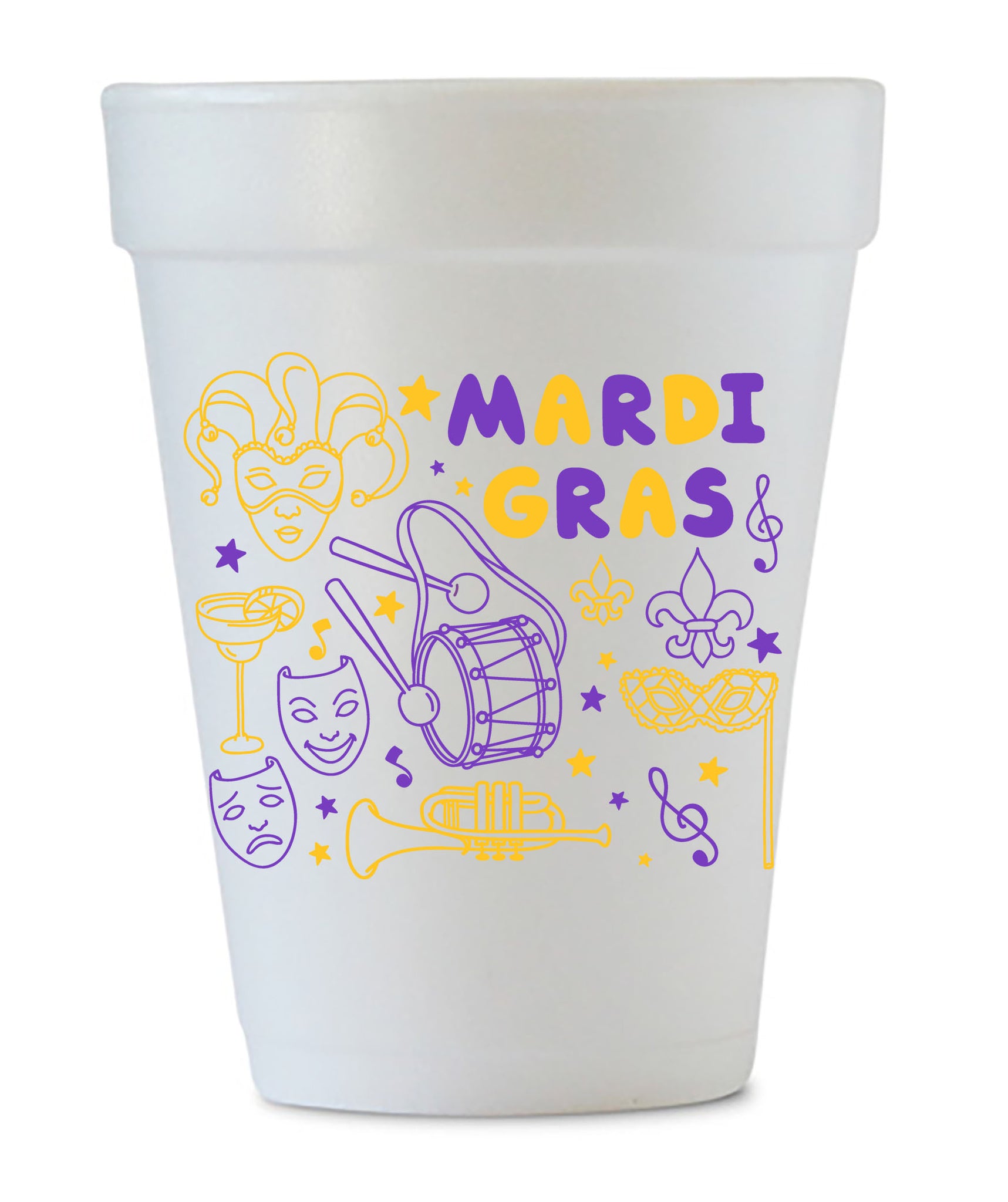 mardi gras Styrofoam cups
