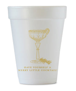 merry little cocktail gold styrofoam cups