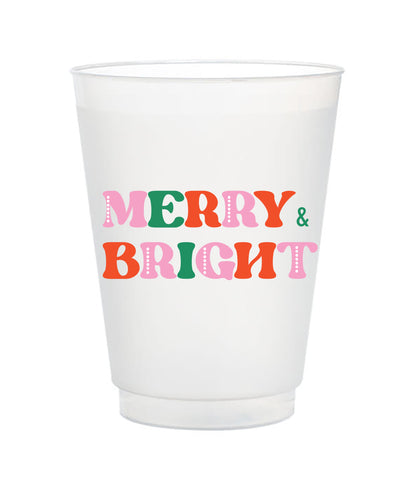 merry and bright christmas cups