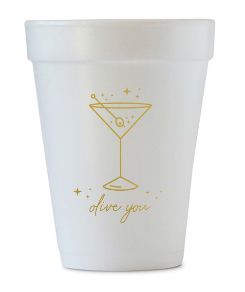 olive you styrofoam cups