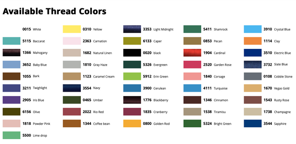 thread color options 