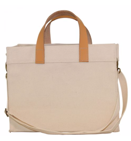 canvas tote with leather handles
