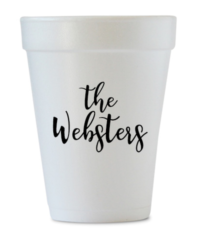 custom last name styrofoam cups