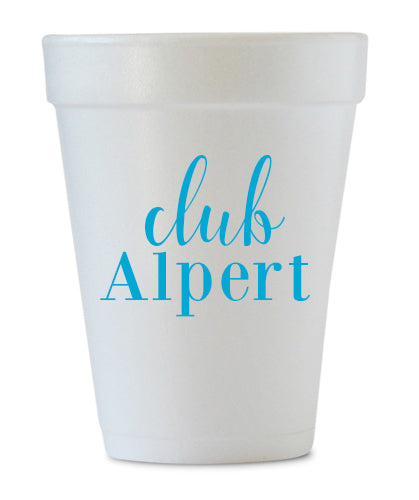 Club Last Name Styrofoam Cups